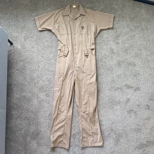 Vintage PARA SUIT Jumpsuit Coveralls Made in USA Tan Short Sleeve Men's 44 Long